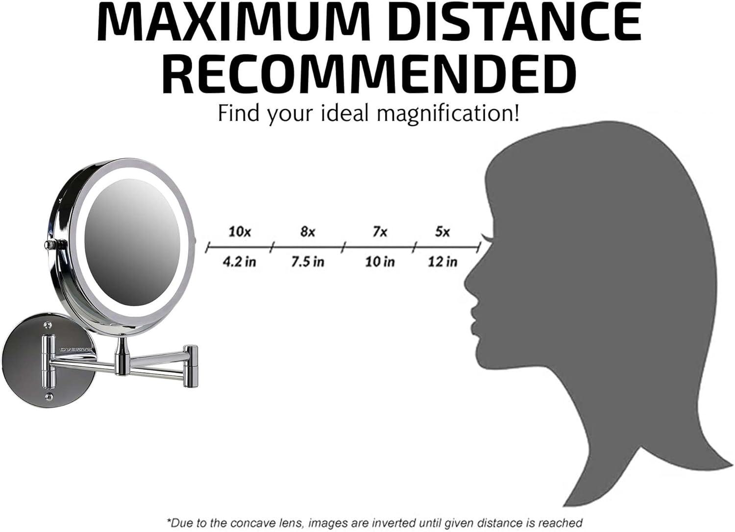 imageOVENTE Wall Mounted Lighted Makeup Mirror 9 Double Sided 1X10X Magnifying Vanity Mirror for Bathroom with LED Lights Cordless 360 Rotation and 13 Extendable Arm Polished Chrome MFW85CH1X10XPolished Chrome