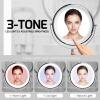 OVENTE 7” Lighted Makeup Mirror with 1X/8X Magnification, Cordless Multi-Functional Round Vanity Mirror with 360° Swivel Design, Double Sided and Three Toned LED Lights, Nickel Brushed MFM70BR1X8X(Polished Chrome)