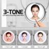 OVENTE 7” Lighted Makeup Mirror with 1X/8X Magnification, Cordless Multi-Functional Round Vanity Mirror with 360° Swivel Design, Double Sided and Three Toned LED Lights, Nickel Brushed MFM70BR1X8X(Nickle Brushed)