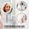 OVENTE 7” Lighted Makeup Mirror with 1X/8X Magnification, Cordless Multi-Functional Round Vanity Mirror with 360° Swivel Design, Double Sided and Three Toned LED Lights, Nickel Brushed MFM70BR1X8X(Nickle Brushed)