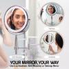 OVENTE 7” Lighted Makeup Mirror with 1X/8X Magnification, Cordless Multi-Functional Round Vanity Mirror with 360° Swivel Design, Double Sided and Three Toned LED Lights, Nickel Brushed MFM70BR1X8X(Polished Chrome)