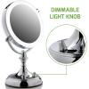 OVENTE 7″ Lighted Tabletop Makeup Mirror with 1X/10X Magnification, Double-Sided Magnifying Vanity Mirror with Dimmable LED Lights, 360° Swivel Design & Dual Power Supply, Nickel Brushed MGT75BR1X10X(Polished Chrome)