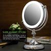 OVENTE 7″ Lighted Tabletop Makeup Mirror with 1X/10X Magnification, Double-Sided Magnifying Vanity Mirror with Dimmable LED Lights, 360° Swivel Design & Dual Power Supply, Nickel Brushed MGT75BR1X10X(Polished Chrome)