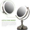 OVENTE 7″ Lighted Tabletop Makeup Mirror with 1X/10X Magnification, Double-Sided Magnifying Vanity Mirror with Dimmable LED Lights, 360° Swivel Design & Dual Power Supply, Nickel Brushed MGT75BR1X10X(Nickel Brushed)