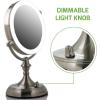 OVENTE 7″ Lighted Tabletop Makeup Mirror with 1X/10X Magnification, Double-Sided Magnifying Vanity Mirror with Dimmable LED Lights, 360° Swivel Design & Dual Power Supply, Nickel Brushed MGT75BR1X10X(Nickel Brushed)