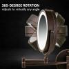 OVENTE Wall Mounted Lighted Makeup Mirror, 9″ Double Sided 1X/10X Magnifying Vanity Mirror for Bathroom with LED Lights, Cordless, 360° Rotation and 13″ Extendable Arm, Polished Chrome MFW85CH1X10X(Antique Bronze)