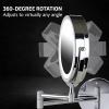 OVENTE Wall Mounted Lighted Makeup Mirror, 9″ Double Sided 1X/10X Magnifying Vanity Mirror for Bathroom with LED Lights, Cordless, 360° Rotation and 13″ Extendable Arm, Polished Chrome MFW85CH1X10X(Polished Chrome)