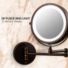OVENTE Wall Mounted Lighted Makeup Mirror, 9″ Double Sided 1X/10X Magnifying Vanity Mirror for Bathroom with LED Lights, Cordless, 360° Rotation and 13″ Extendable Arm, Polished Chrome MFW85CH1X10X(Antique Bronze)