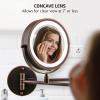 OVENTE Wall Mounted Lighted Makeup Mirror, 9″ Double Sided 1X/10X Magnifying Vanity Mirror for Bathroom with LED Lights, Cordless, 360° Rotation and 13″ Extendable Arm, Polished Chrome MFW85CH1X10X(Antique Bronze)