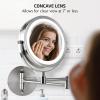 OVENTE Wall Mounted Lighted Makeup Mirror, 9″ Double Sided 1X/10X Magnifying Vanity Mirror for Bathroom with LED Lights, Cordless, 360° Rotation and 13″ Extendable Arm, Polished Chrome MFW85CH1X10X(Nickel Brushed)