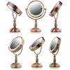 Ovente 7.5″ Lighted Tabletop Vanity Makeup Mirror, 1X & 7X Magnifier, Spinning Double Sided Round LED, 3 Tone Smart Touch, Auto Shut Off Timer, Battery & AC Plug Operated, Nickel Brushed MPT75BR1X7X(Antique Copper)
