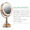 Ovente 7.5″ Lighted Tabletop Vanity Makeup Mirror, 1X & 7X Magnifier, Spinning Double Sided Round LED, 3 Tone Smart Touch, Auto Shut Off Timer, Battery & AC Plug Operated, Nickel Brushed MPT75BR1X7X(Antique Copper)