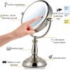 Ovente 7.5″ Lighted Tabletop Vanity Makeup Mirror, 1X & 7X Magnifier, Spinning Double Sided Round LED, 3 Tone Smart Touch, Auto Shut Off Timer, Battery & AC Plug Operated, Nickel Brushed MPT75BR1X7X(Nickel Brushed)