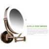 Ovente 9.5″ Lighted Wall Mount Makeup Mirror, 1X & 7X Magnifier, Spinning Double Sided Round LED Dimmer Switch, Extend, Retractable & Folding Arm, Battery USB Powered Antique Brass MLW45AB1X7X