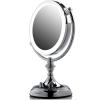 OVENTE 7″ Lighted Tabletop Makeup Mirror with 1X/10X Magnification, Double-Sided Magnifying Vanity Mirror with Dimmable LED Lights, 360° Swivel Design & Dual Power Supply, Nickel Brushed MGT75BR1X10X(Polished Chrome)