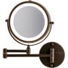 OVENTE Wall Mounted Lighted Makeup Mirror, 9″ Double Sided 1X/10X Magnifying Vanity Mirror for Bathroom with LED Lights, Cordless, 360° Rotation and 13″ Extendable Arm, Polished Chrome MFW85CH1X10X(Antique Bronze)