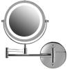 OVENTE Wall Mounted Lighted Makeup Mirror, 9″ Double Sided 1X/10X Magnifying Vanity Mirror for Bathroom with LED Lights, Cordless, 360° Rotation and 13″ Extendable Arm, Polished Chrome MFW85CH1X10X(Polished Chrome)