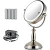 Ovente 7.5″ Lighted Tabletop Vanity Makeup Mirror, 1X & 7X Magnifier, Spinning Double Sided Round LED, 3 Tone Smart Touch, Auto Shut Off Timer, Battery & AC Plug Operated, Nickel Brushed MPT75BR1X7X(Nickel Brushed)