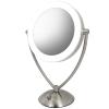 Ovente Lighted Tabletop Makeup Mirror 9.5 Inch LED Dimmable 1X 5X Magnifier 360 Adjustable Double Sided Battery USB Operated Bedroom Lamp Vanity Cosmetic Professional Large Nickel Brushed MLT45BR1X5X