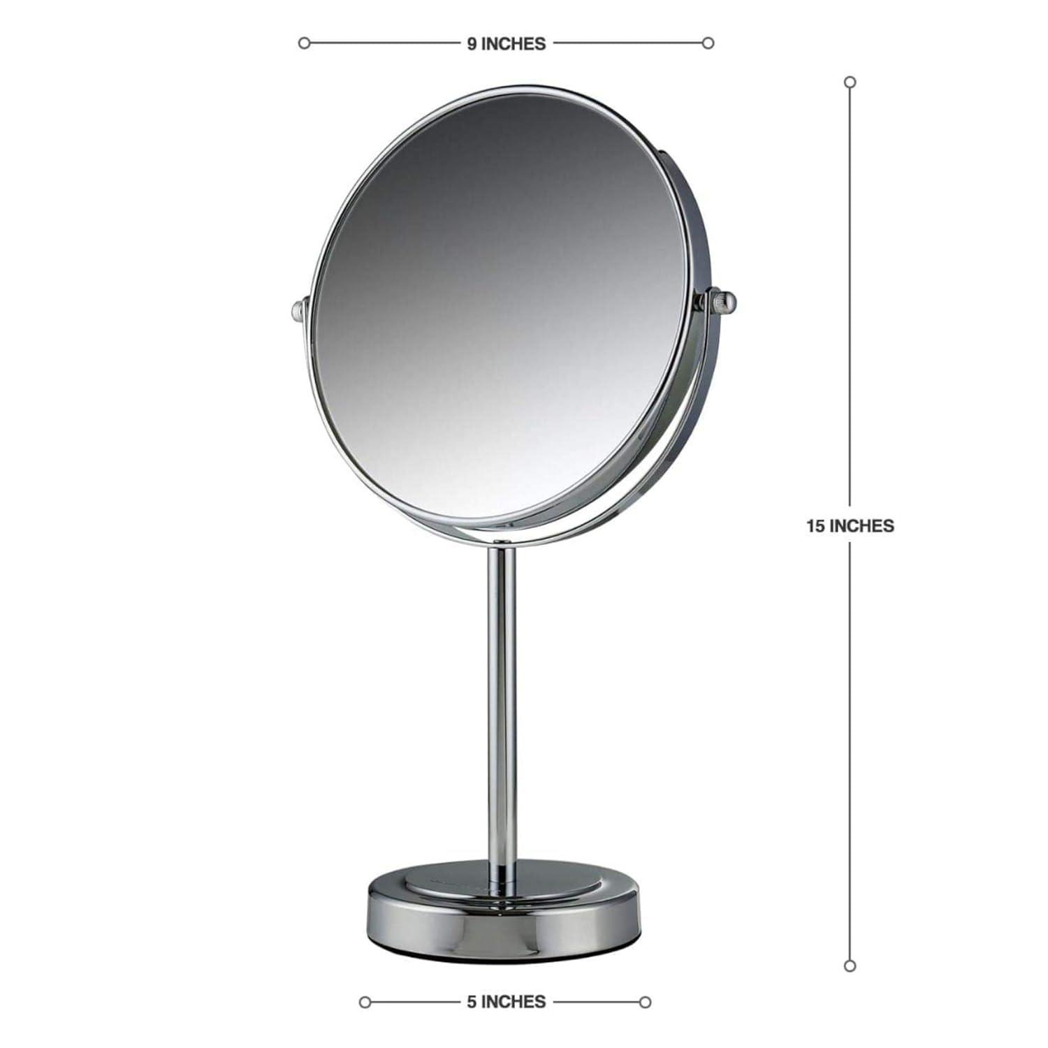 imageOVENTE 8 Tabletop Makeup Mirror with 1X7X Magnification 360 Swivel Design and DoubleSided FreeStanding Vanity Mirror Perfect for Dresser Bedroom and Office Desk Antique Bronze MNLAT80ABZ1X7XPolished Chrome