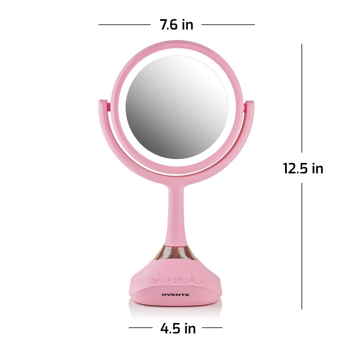 imageOVENTE 8 Tabletop Makeup Mirror with 1X7X Magnification 360 Swivel Design and DoubleSided FreeStanding Vanity Mirror Perfect for Dresser Bedroom and Office Desk Antique Bronze MNLAT80ABZ1X7XBaby Pink