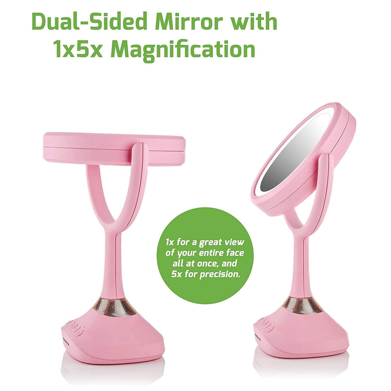 imageOVENTE 8 Tabletop Makeup Mirror with 1X7X Magnification 360 Swivel Design and DoubleSided FreeStanding Vanity Mirror Perfect for Dresser Bedroom and Office Desk Antique Bronze MNLAT80ABZ1X7XBaby Pink
