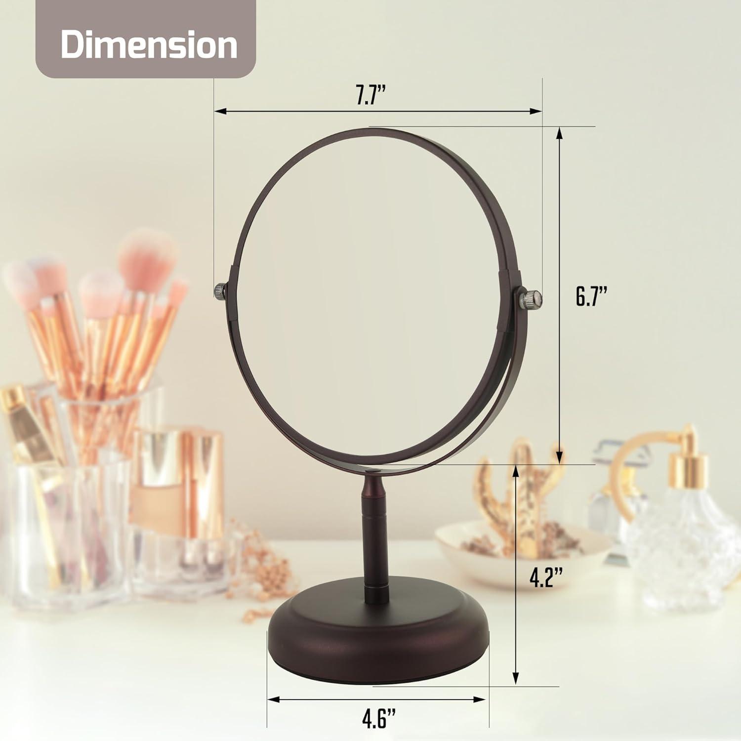 imageOVENTE 8 Tabletop Makeup Mirror with 1X7X Magnification 360 Swivel Design and DoubleSided FreeStanding Vanity Mirror Perfect for Dresser Bedroom and Office Desk Antique Bronze MNLAT80ABZ1X7XAntique Bronze