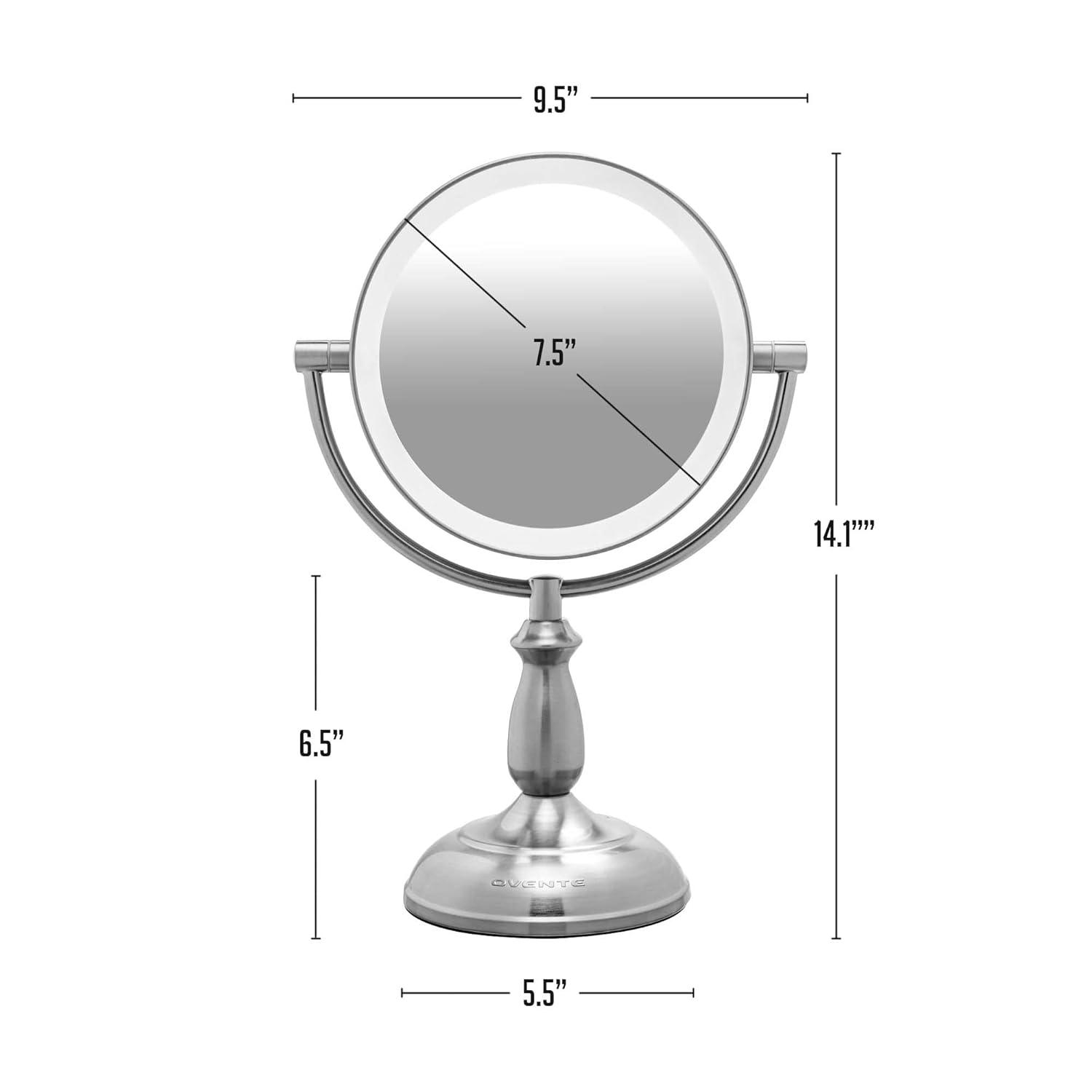 imageOVENTE 8 Tabletop Makeup Mirror with 1X7X Magnification 360 Swivel Design and DoubleSided FreeStanding Vanity Mirror Perfect for Dresser Bedroom and Office Desk Antique Bronze MNLAT80ABZ1X7XNickel Brushed
