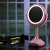 OVENTE 8” Tabletop Makeup Mirror with 1X/7X Magnification, 360° Swivel Design and Double-Sided Free-Standing Vanity Mirror Perfect for Dresser, Bedroom and Office Desk, Antique Bronze MNLAT80ABZ1X7X(Baby Pink)
