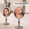 OVENTE 8” Tabletop Makeup Mirror with 1X/7X Magnification, 360° Swivel Design and Double-Sided Free-Standing Vanity Mirror Perfect for Dresser, Bedroom and Office Desk, Antique Bronze MNLAT80ABZ1X7X(Nickel Brushed)