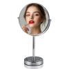 OVENTE 8” Tabletop Makeup Mirror with 1X/7X Magnification, 360° Swivel Design and Double-Sided Free-Standing Vanity Mirror Perfect for Dresser, Bedroom and Office Desk, Antique Bronze MNLAT80ABZ1X7X(Polished Chrome)