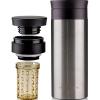 OVENTE Stainless Steel Vacuum Insulated Tumbler with Spill Resistant Lid and Fruit Infuser, 16 Oz Double-Wall Water Bottle, Leak Proof and Travel Friendly Mug for Hot and Cold Beverages, Silver MSA16S