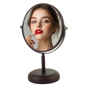 OVENTE 8” Tabletop Makeup Mirror with 1X/7X Magnification, 360° Swivel Design and Double-Sided Free-Standing Vanity Mirror Perfect for Dresser, Bedroom and Office Desk, Antique Bronze MNLAT80ABZ1X7X(Antique Bronze)