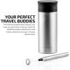 Ovente 2 in 1 Silver Bundle Set with Stainless Steel Handheld Milk Frother and Vacuum Insulated 12 Ounce Travel Mug with Tea Infuser, Compact and Portable Easy to Carry Perfect for the Coffee Lover