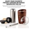 Ovente Coffee Accessories Set with Vacuum Insulated 12 Ounce Travel Mug with Tea Infuser + Electric Stainless Steel Handheld Milk Frother + 2.5 Ounce Electric Grinder for Coffee, Spices, or Herbs