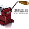 OVENTE Pasta Maker Machine with 7 Adjustable Thickness Settings, Rollers and Cutter, Classic Stainless Steel Manual Noodle Maker for Spaghetti, Fettuccini, Lasagna or Dumpling Skin, Silver PA515S(Metallic Red)
