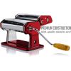OVENTE Pasta Maker Machine with 7 Adjustable Thickness Settings, Rollers and Cutter, Classic Stainless Steel Manual Noodle Maker for Spaghetti, Fettuccini, Lasagna or Dumpling Skin, Silver PA515S(Metallic Red)