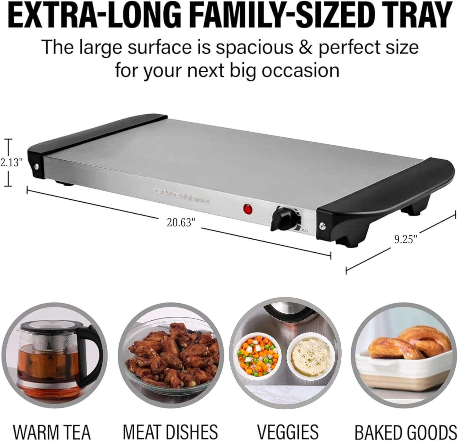 imageOVENTE Electric Buffet Server amp Food Warmer with Two 15 Qt Stainless Steel Chafing Dishes Adjustable Temperature Control Warming Tray for Parties Dinners amp Events Silver FW152SWarming Tray Silver