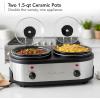OVENTE Electric Slow Cooker with 3 Cooking Settings, Non-Stick and Dishwasher Safe Stoneware, Stainless Steel Body, Glass Lid, 3.7 Qt Oval Pot for Entrees, Soups, Sauces, Stews & Dips, Silver SLO35ABR(SLO215BR)