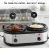 OVENTE Electric Slow Cooker with 3 Cooking Settings, Non-Stick and Dishwasher Safe Stoneware, Stainless Steel Body, Glass Lid, 3.7 Qt Oval Pot for Entrees, Soups, Sauces, Stews & Dips, Silver SLO35ABR(SLO215BR)
