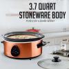 OVENTE Electric Slow Cooker with 3 Cooking Settings, Non-Stick and Dishwasher Safe Stoneware, Stainless Steel Body, Glass Lid, 3.7 Qt Oval Pot for Entrees, Soups, Sauces, Stews & Dips, Silver SLO35ABR(SLO35ACO)