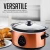 OVENTE Electric Slow Cooker with 3 Cooking Settings, Non-Stick and Dishwasher Safe Stoneware, Stainless Steel Body, Glass Lid, 3.7 Qt Oval Pot for Entrees, Soups, Sauces, Stews & Dips, Silver SLO35ABR(SLO35ACO)