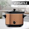 OVENTE Electric Slow Cooker with 3 Cooking Settings, Non-Stick and Dishwasher Safe Stoneware, Stainless Steel Body, Glass Lid, 3.7 Qt Oval Pot for Entrees, Soups, Sauces, Stews & Dips, Silver SLO35ABR(SLO40ACO)