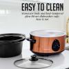 OVENTE Electric Slow Cooker with 3 Cooking Settings, Non-Stick and Dishwasher Safe Stoneware, Stainless Steel Body, Glass Lid, 3.7 Qt Oval Pot for Entrees, Soups, Sauces, Stews & Dips, Silver SLO35ABR(SLO35ACO)