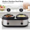 OVENTE Electric Slow Cooker with 3 Cooking Settings, Non-Stick and Dishwasher Safe Stoneware, Stainless Steel Body, Glass Lid, 3.7 Qt Oval Pot for Entrees, Soups, Sauces, Stews & Dips, Silver SLO35ABR(SLO215BR)