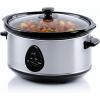 OVENTE Electric Slow Cooker with 3 Cooking Settings, Non-Stick and Dishwasher Safe Stoneware, Stainless Steel Body, Glass Lid, 3.7 Qt Oval Pot for Entrees, Soups, Sauces, Stews & Dips, Silver SLO35ABR(SLO35ABR)