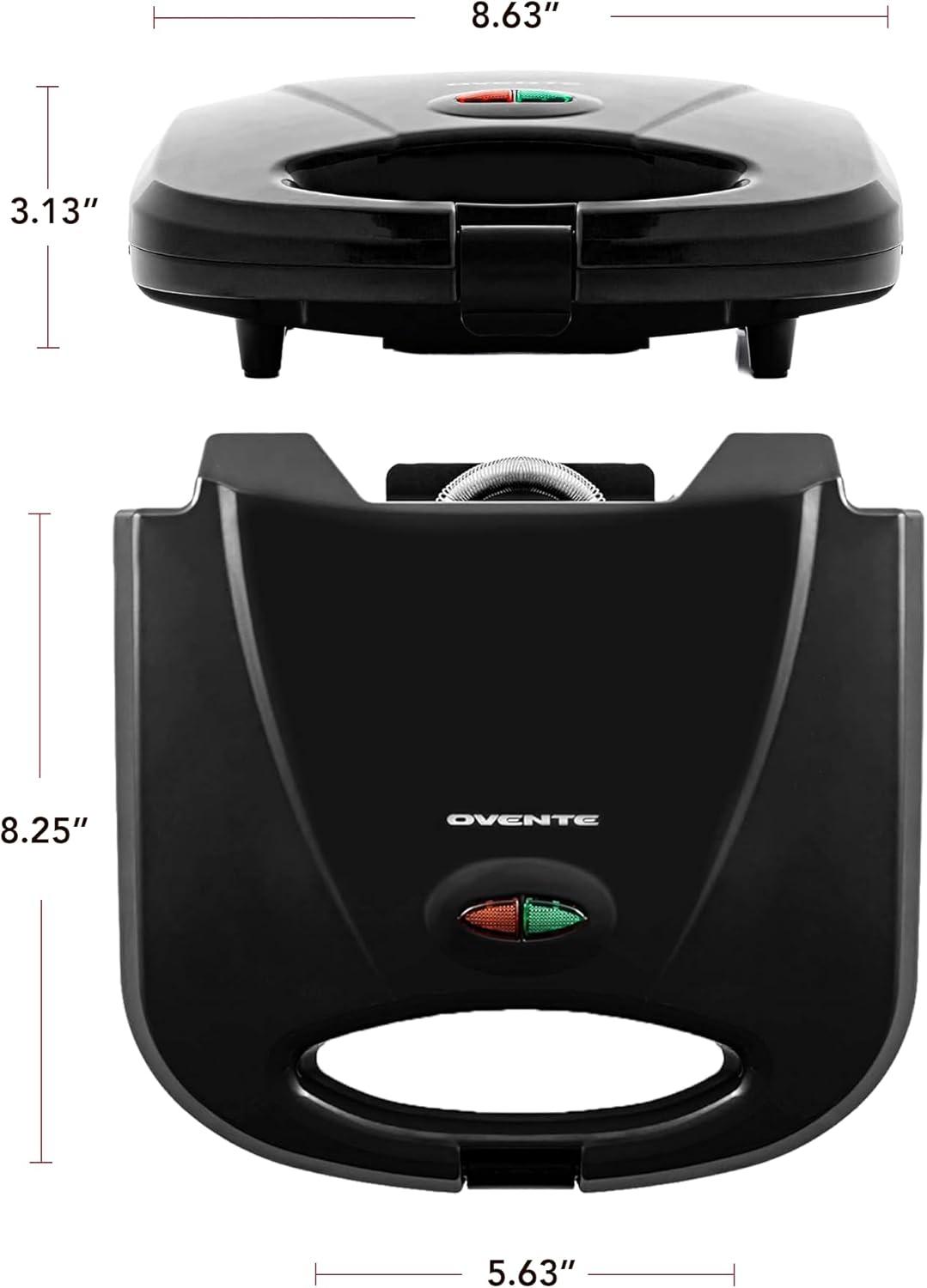 imageOVENTE Electric Indoor Panini Press Grill and Sandwich Maker with NonStick Coated Plates CoolTouch Handle and Removable Drip Tray Opens 180 Degrees to Fit Any Type or Size of Food Red GP0620RGP0110CO