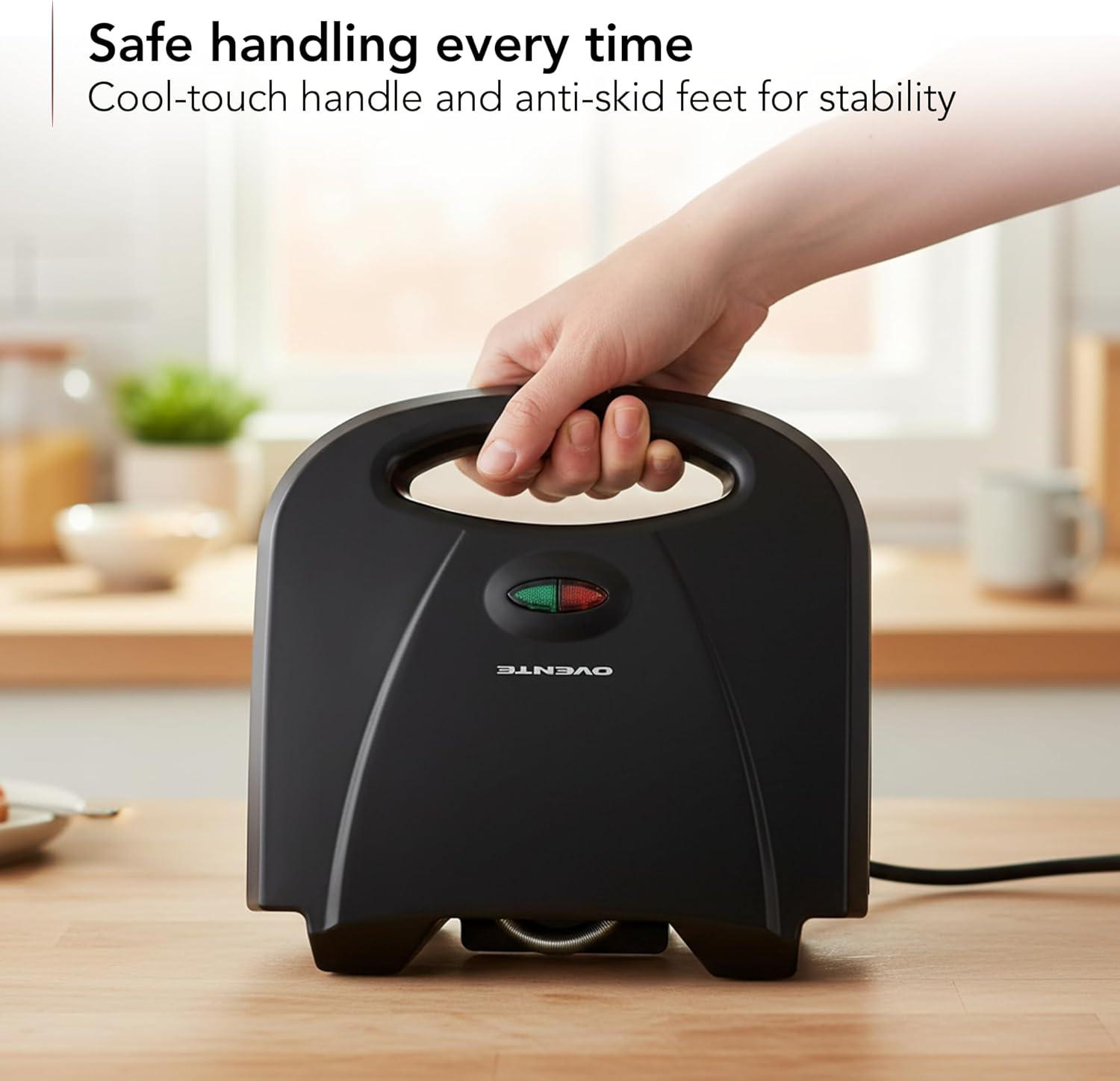 imageOVENTE Electric Indoor Panini Press Grill and Sandwich Maker with NonStick Coated Plates CoolTouch Handle and Removable Drip Tray Opens 180 Degrees to Fit Any Type or Size of Food Red GP0620RGP0110CO
