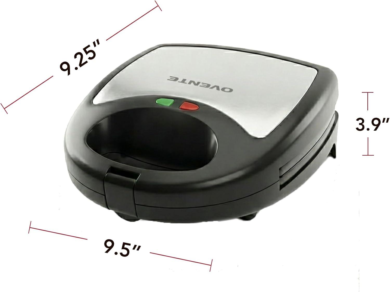 imageOVENTE Electric Indoor Panini Press Grill and Sandwich Maker with NonStick Coated Plates CoolTouch Handle and Removable Drip Tray Opens 180 Degrees to Fit Any Type or Size of Food Red GP0620RGPI302B