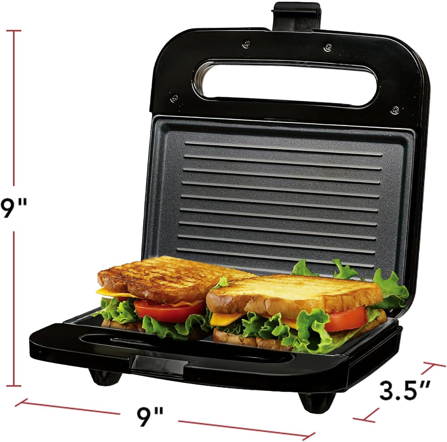 imageOVENTE Electric Indoor Panini Press Grill and Sandwich Maker with NonStick Coated Plates CoolTouch Handle and Removable Drip Tray Opens 180 Degrees to Fit Any Type or Size of Food Red GP0620RGP0401B